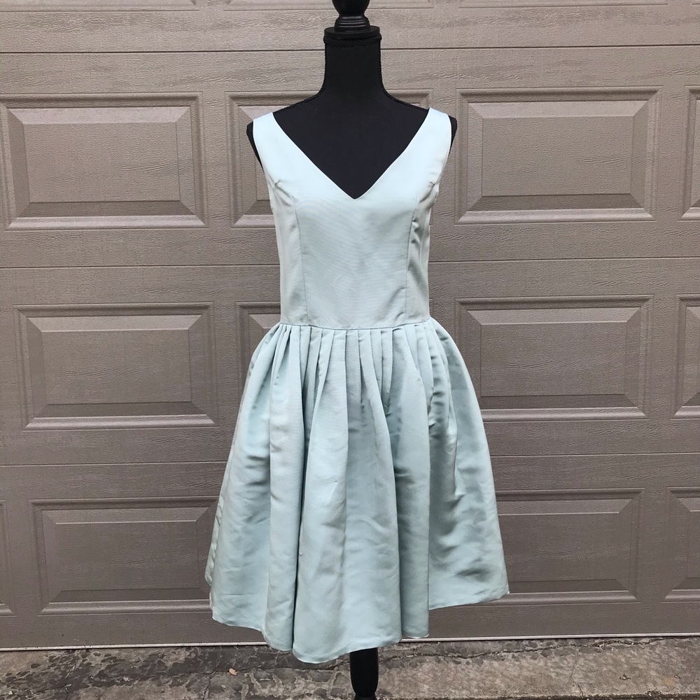 chloe & reece Light Blue Silk Taffeta Dress 14